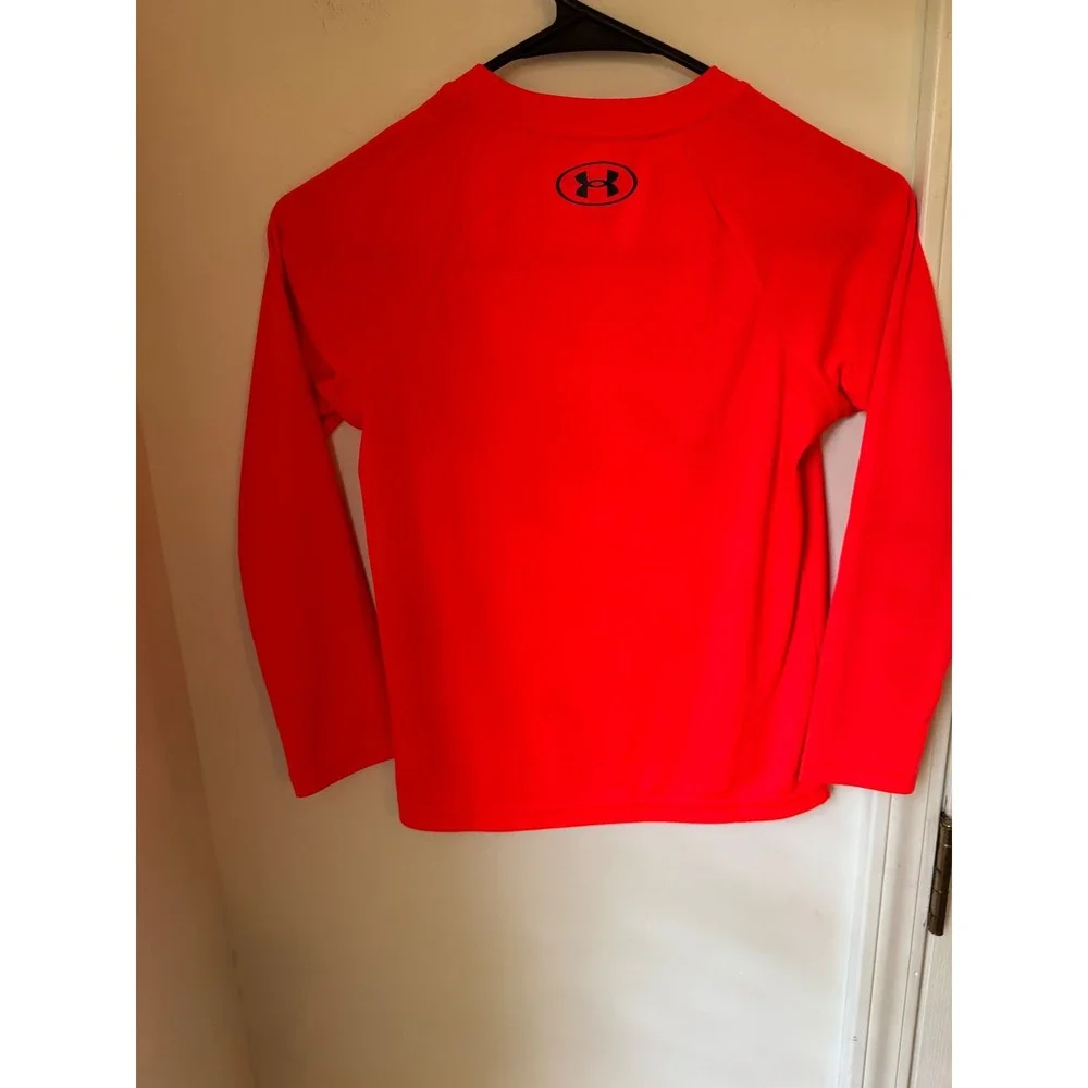 Under Armour Kids Red Long Sleeve Graphic Logo Performance Shirt YXS Loose Fit